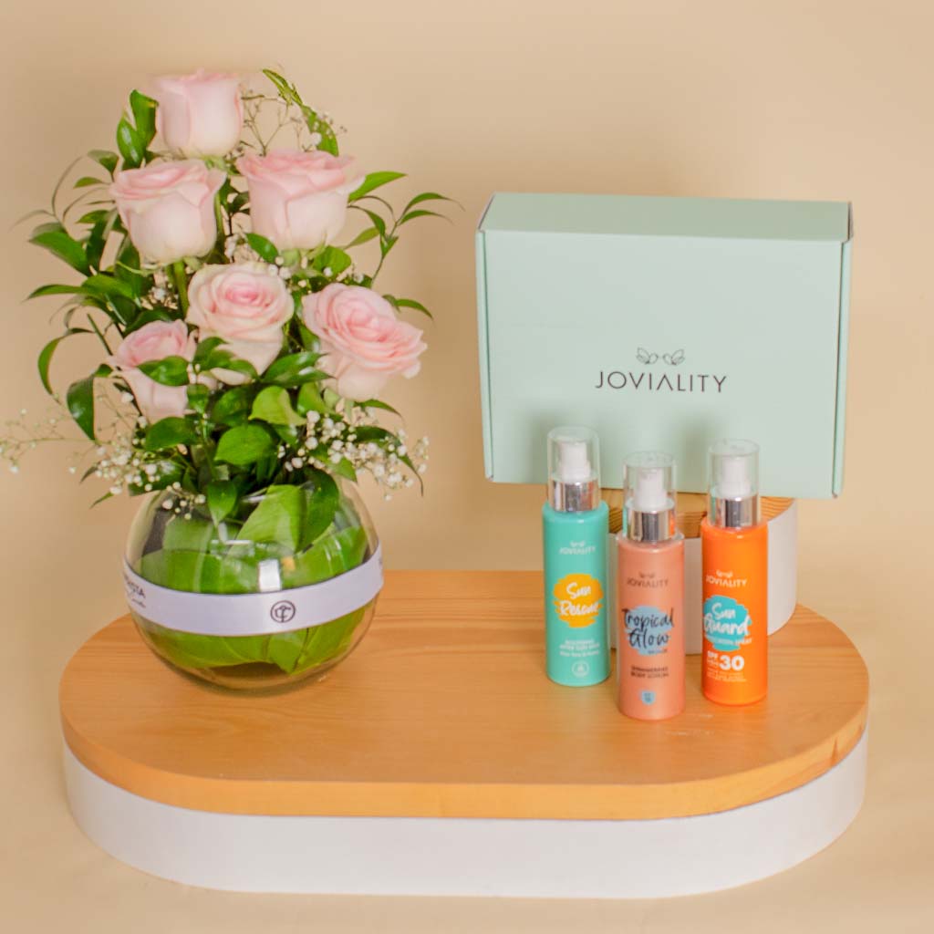 Joviality Sun Care Gift Box with Unique Vase