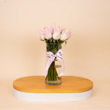 Veloor Rafef Scarf & Pink Roses Vase