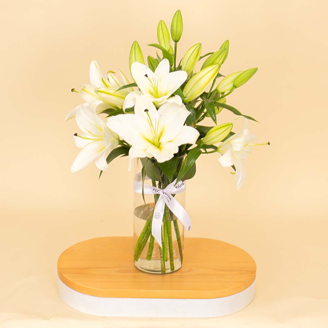 Graceful White Lily Vase