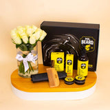 Mr.Beard Kit (Aroma Scent) & White Roses Vase