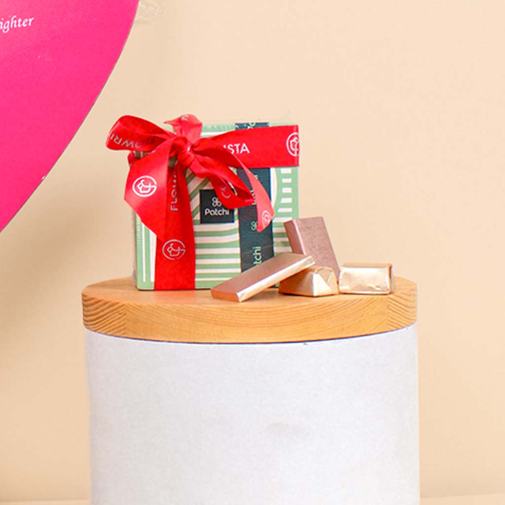 Patchi Chocolate & 15 Red flower Heart