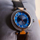Vogue Quartz Watch - Rose Gold & Blue Elegance