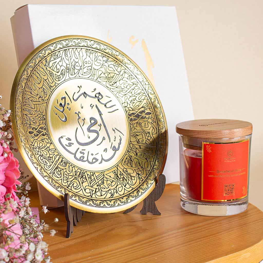 Mother Golden Shield And Roses And Candle