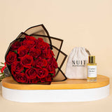 Nuit Leather Jacket Perfume with 20 Red Roses – Valentine’s Gift Set