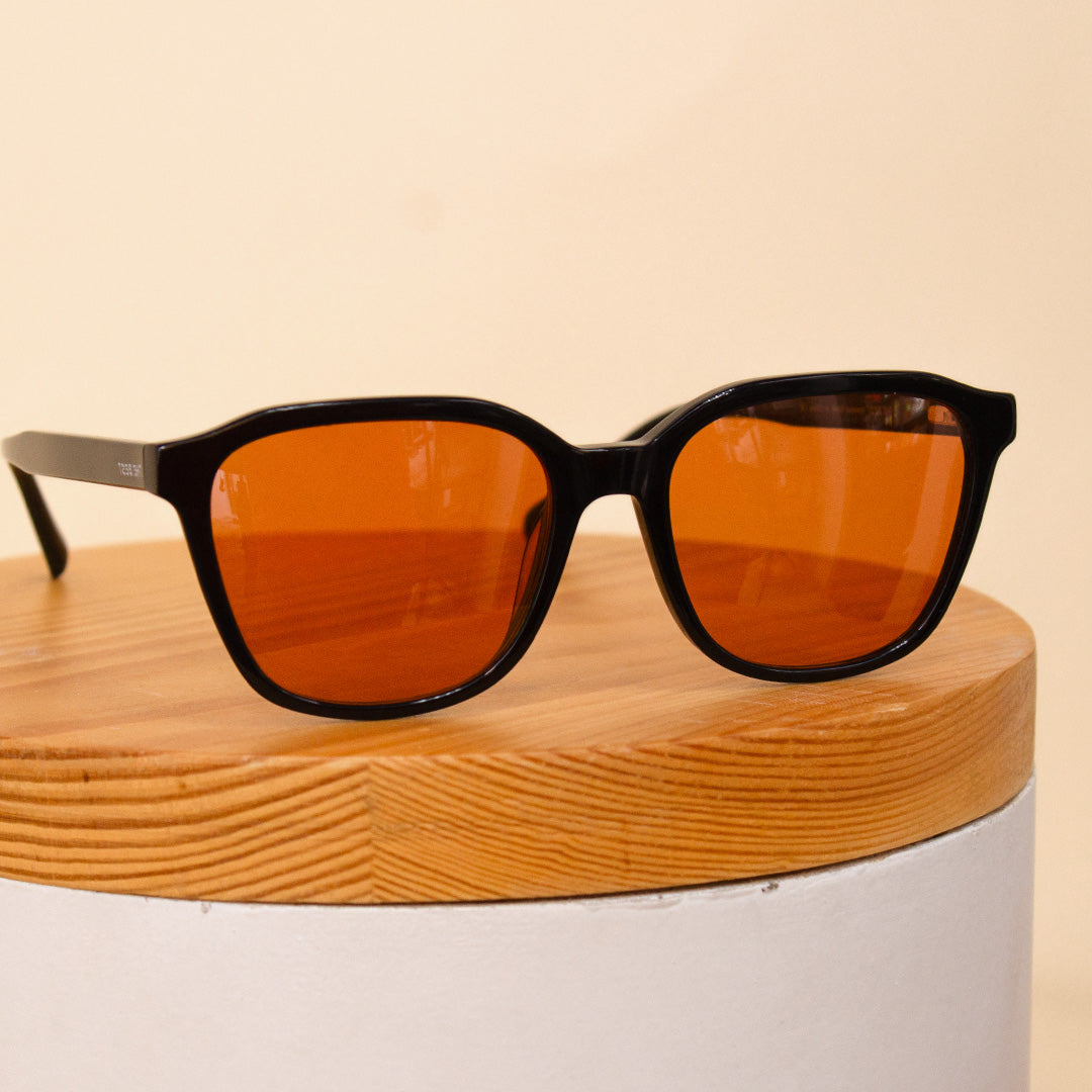 Sedrak Sunglass | Black Frame with Orange Lenses