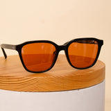 Sedrak Sunglass | Black Frame with Orange Lenses