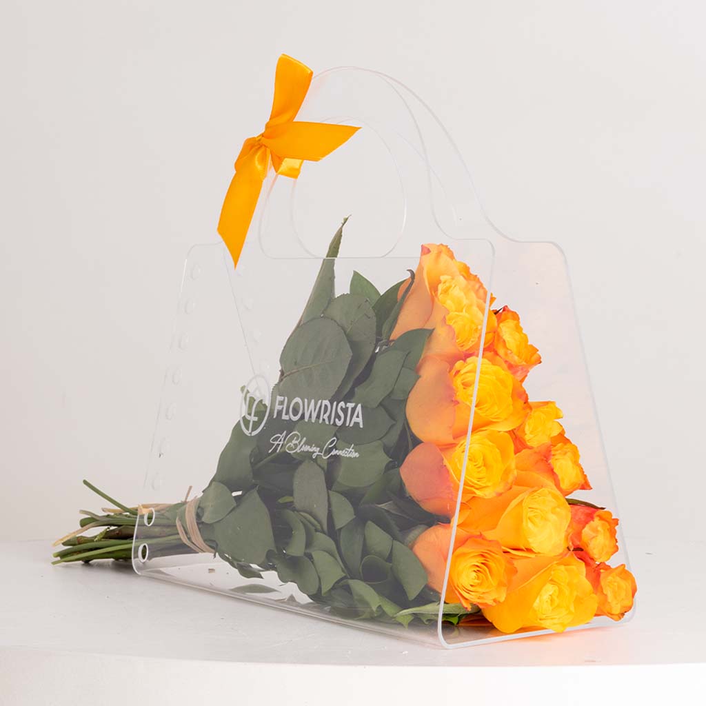 Tip of The Day Happiness Espresso Cup Set & Orange Roses Bag
