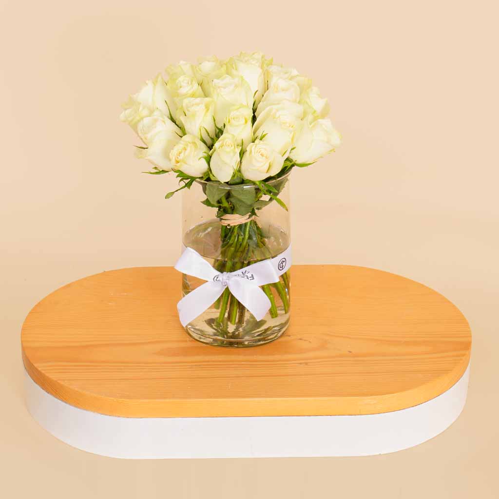 White Roses Vase