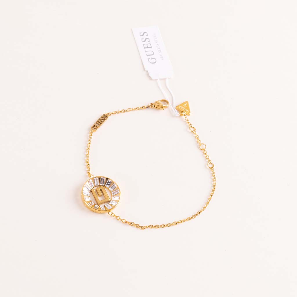 GUESS Women’s Gold-Tone Charm Chain Bracelet & Pink Roses Bouquet