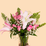Fuchsia & Vanilla Bundle - Almaki Bag With Bubble Set and Lily Vase