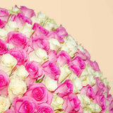 100 Pink And White Roses bouquet