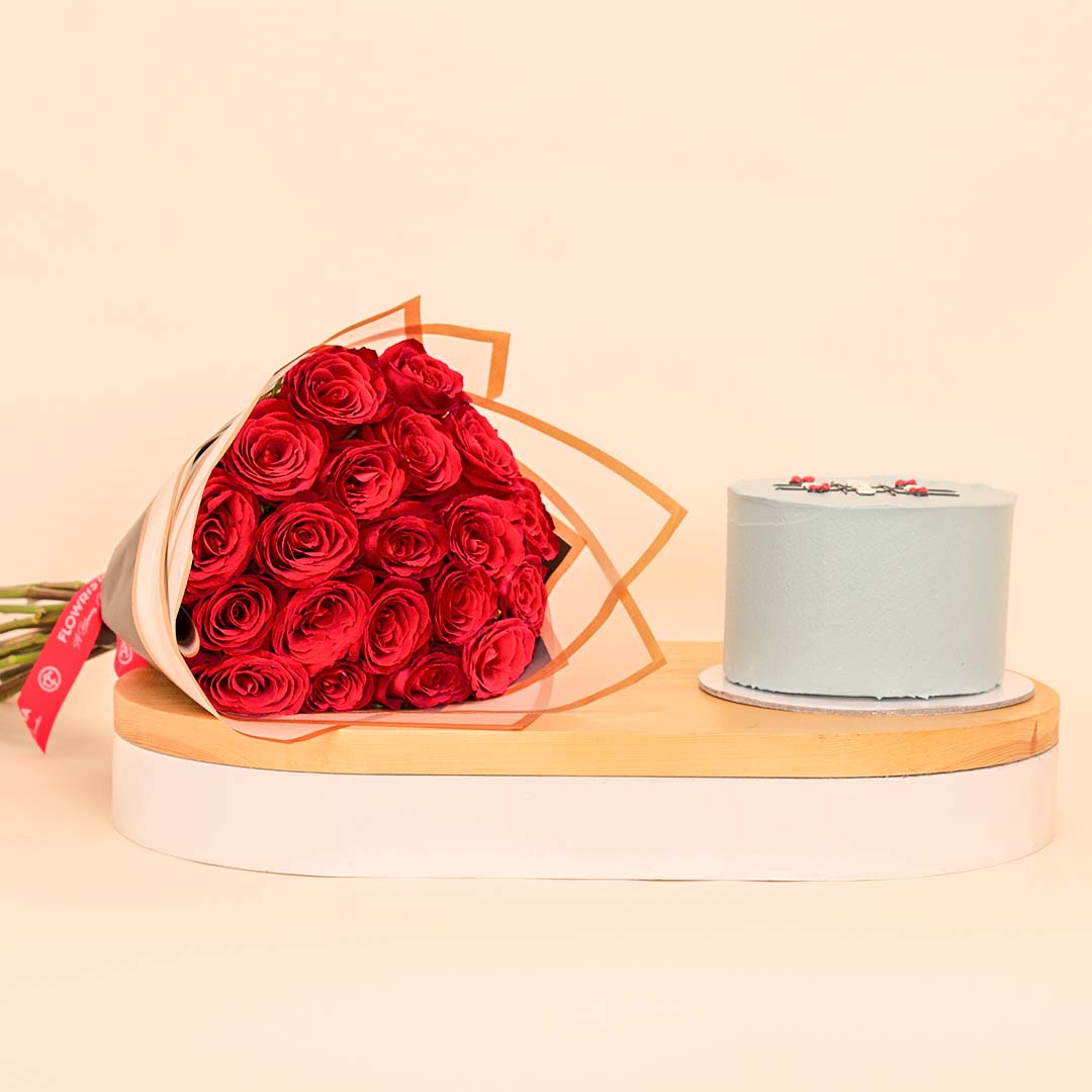 Ninos Dad Cake & 20 Red Roses