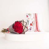 Veloor Rouge Scarf with 20 Red Roses Bouquet