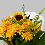 Yellow Chrysanthemums & Sunflower Vase