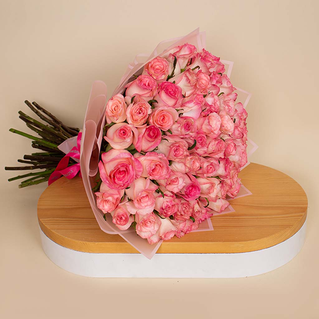 Flowrista | 50 Pink Roses Hand Bouquet