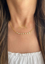 Silver necklace with multiple white stones gold plated