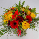 Mixed Roses Bouquet – Red, Yellow & White Roses with Greenery