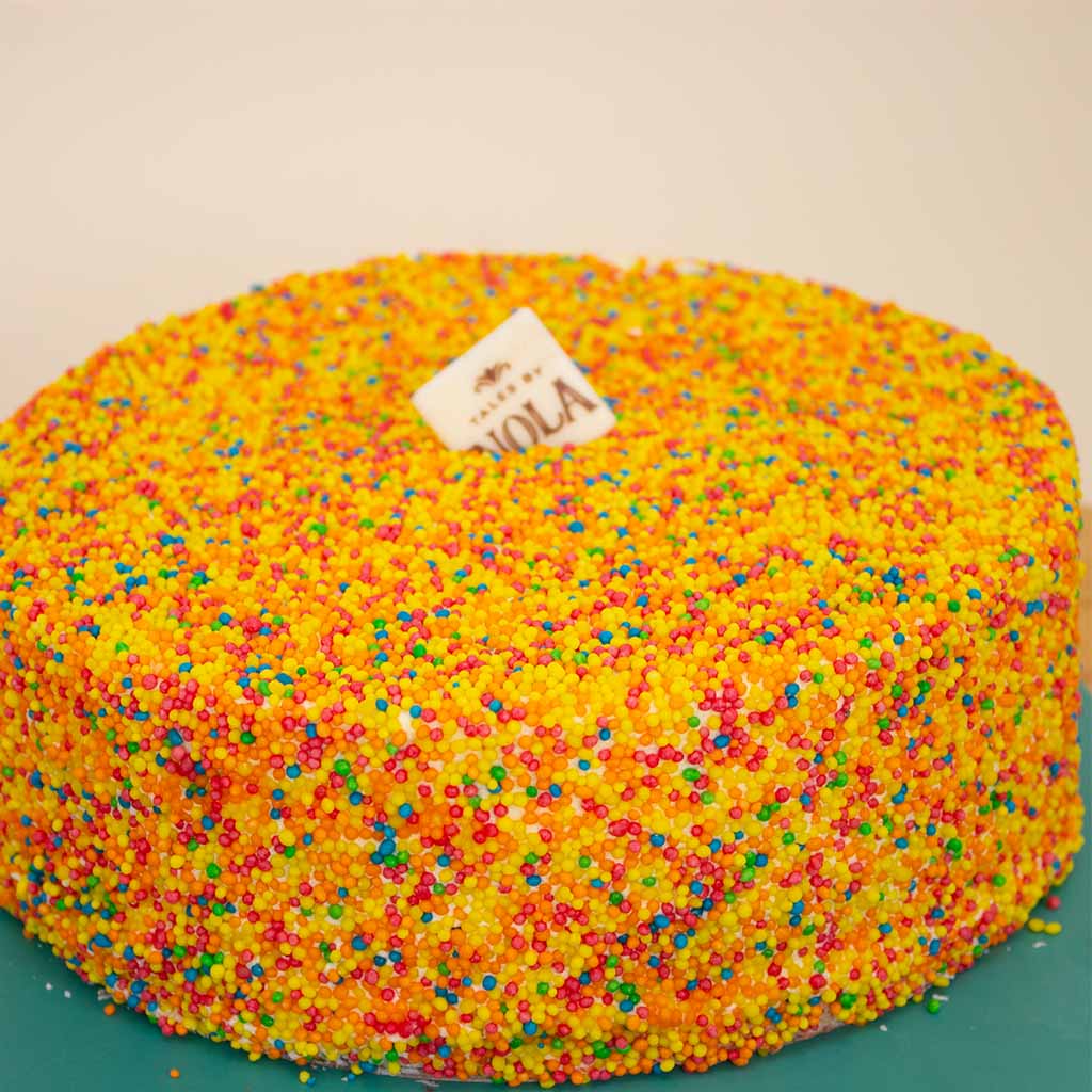 Nola Rainbow Cake & Fuchsia Roses Vase