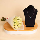 Markiz Blue Opal Water Necklace And 15 White Roses