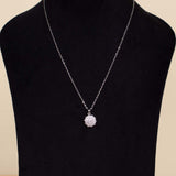 Felizmoda Shiny stones round pendant silver necklace | Pink Gerbera Bouquet