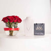 Felizmoda V-Shape Square Zircon Necklace & Red Roses Vase