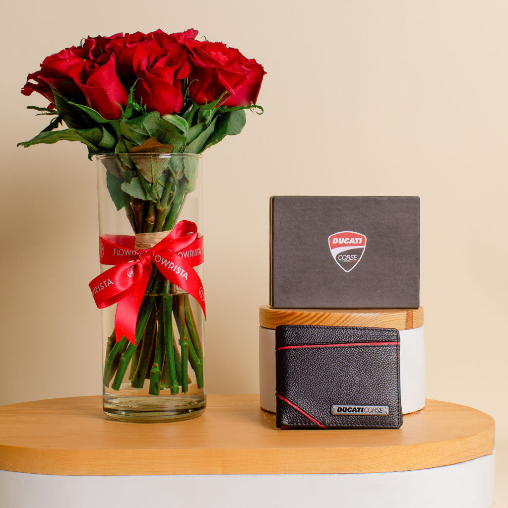 Ducati Corse Wallet DTC GW2200702 | Red Rose Vase -15 Stems