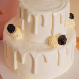 Voila Victorian Drip Cake & Vase Of 25 White Roses