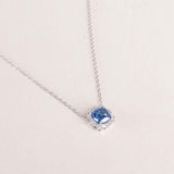 Markiz Platinum-Plated Blue Zircon Necklace & Baby Roses & Gypsophila Bouquet