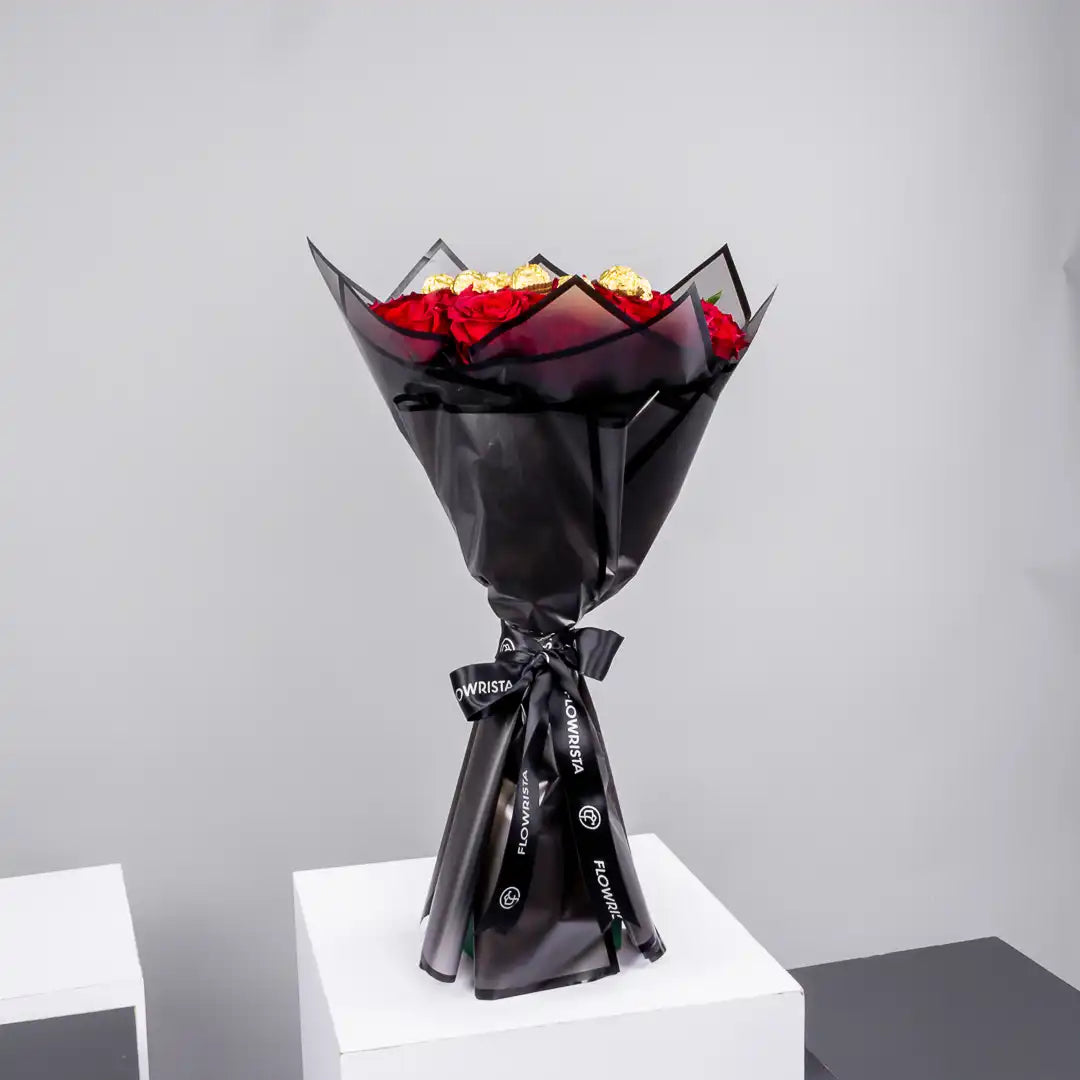 Luxury Gift: Red Roses with Ferrero Chocolates