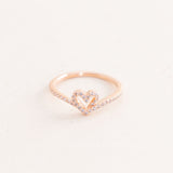 Pandora Sparkling Heart Wishbone Ring 14k Rose Gold-Plated