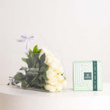 12 White Roses Bag with Patchi 1kg
