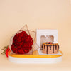 Voila Chocolate Cake & Red Roses Bouquet