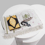 Spiritual Gift Set: Roses, Holy Quran, Prayer Rug, and Rosary