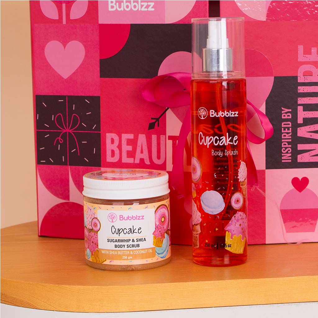 Bubblzz Cupcake Body Care Collection & Red Roses Vase