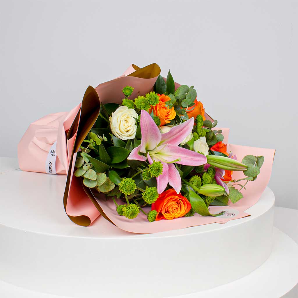 Vibrant Mixed Roses Hand Bouquet