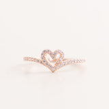 Pandora Sparkling Heart Wishbone Ring 14k Rose Gold-Plated