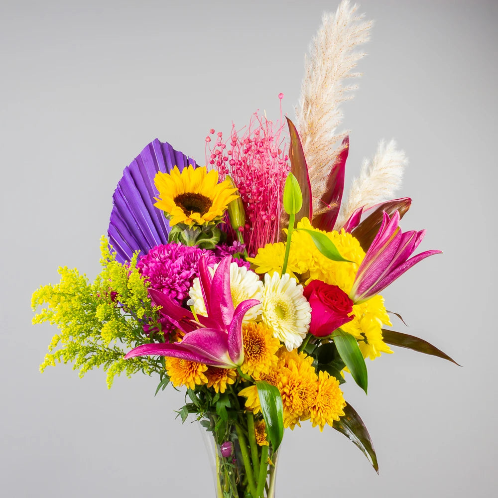 Roses, Lilies, Gerbera & Sunflower Vase