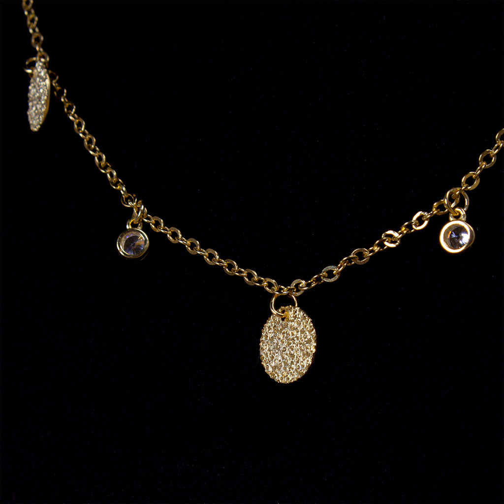 Felizmoda Multiple circles and crystals silver necklace gold plated | Sunflower Bouquet