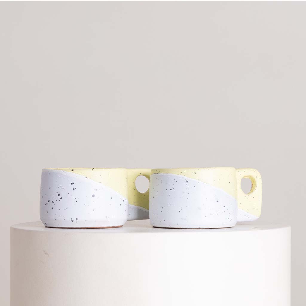 Tip of The Day Yellow Espresso Cup Set & Red Roses Bag