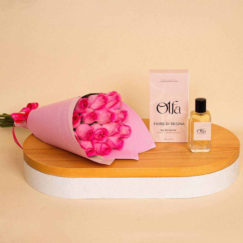 Olfa Flore Dl Regina with a Pink Bouquet of 15 Flowers