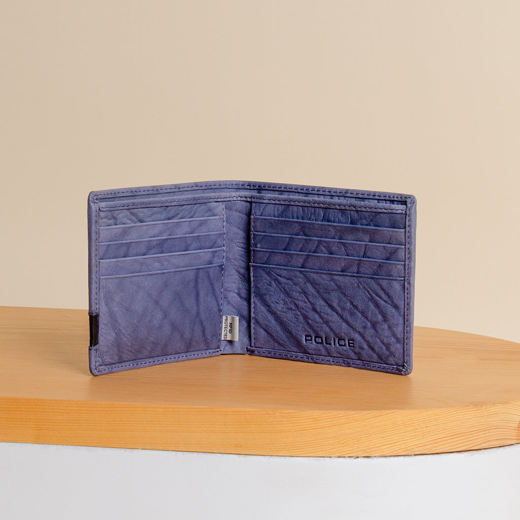 Police Blue Wallet & 15 Red Roses Bouquet - A Heartfelt Gift