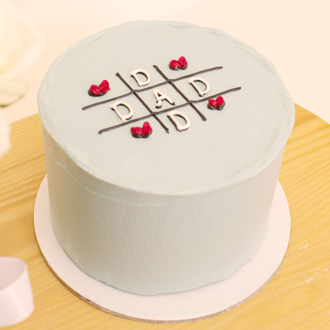 Ninos Dad Tic-Tac-Toe Cake & 15 White Roses Vase