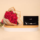 Markiz Yellow Zircon Necklace & 20 Red Roses