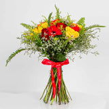 Mixed Roses Bouquet – Red, Yellow & White Roses with Greenery