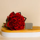 Police Wallet & Bouquet of 15 Red Roses - A Luxury Gift for Him