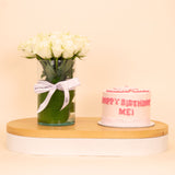 Ninos Cake “Super Mom” Celebration Cake & 15 White Roses
