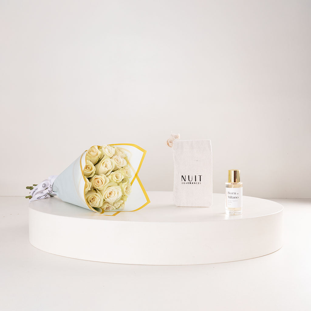 Nuit Born In Milano Eau de Parfum 50ml & White Roses Bouquet