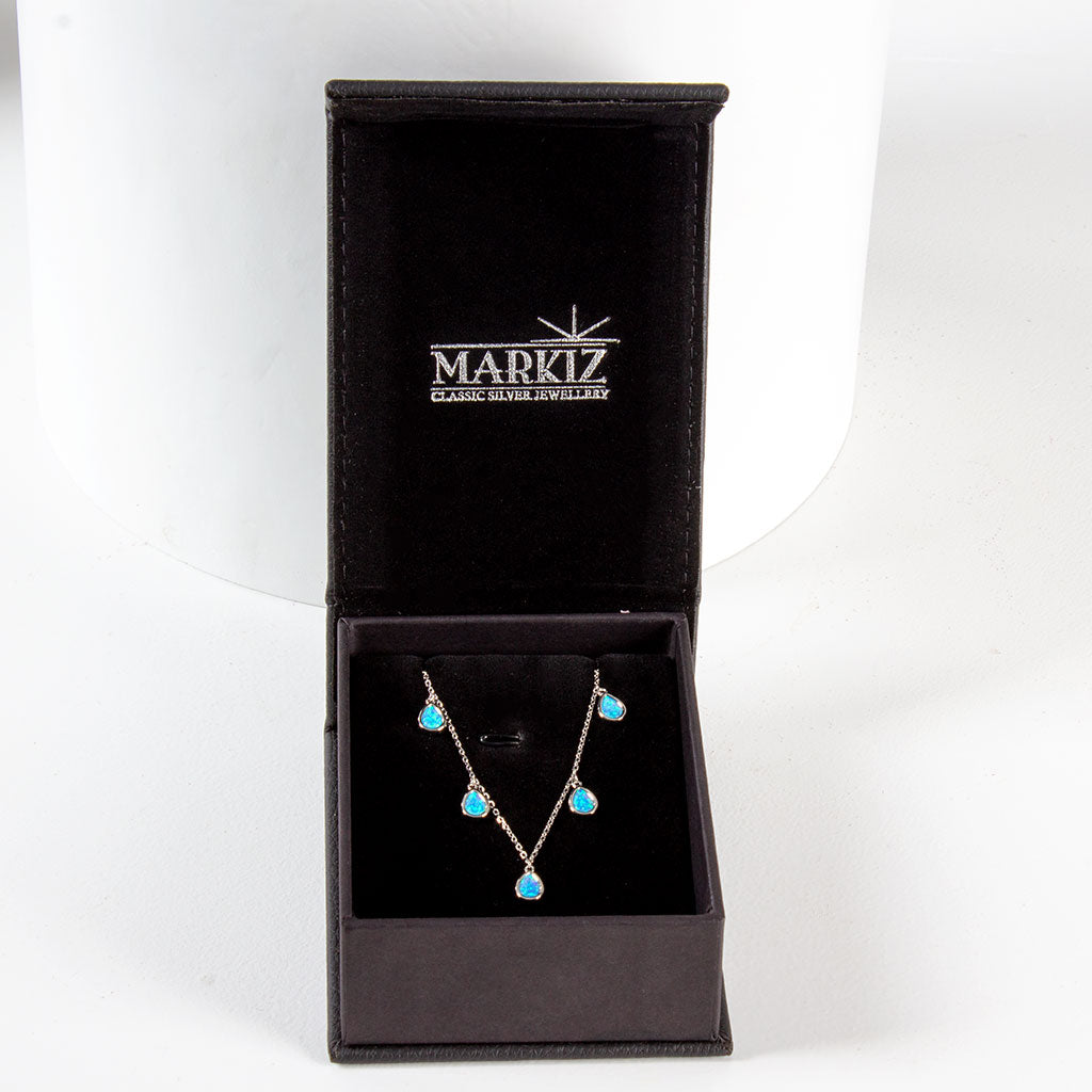 Markiz Rhodium Opal Necklace