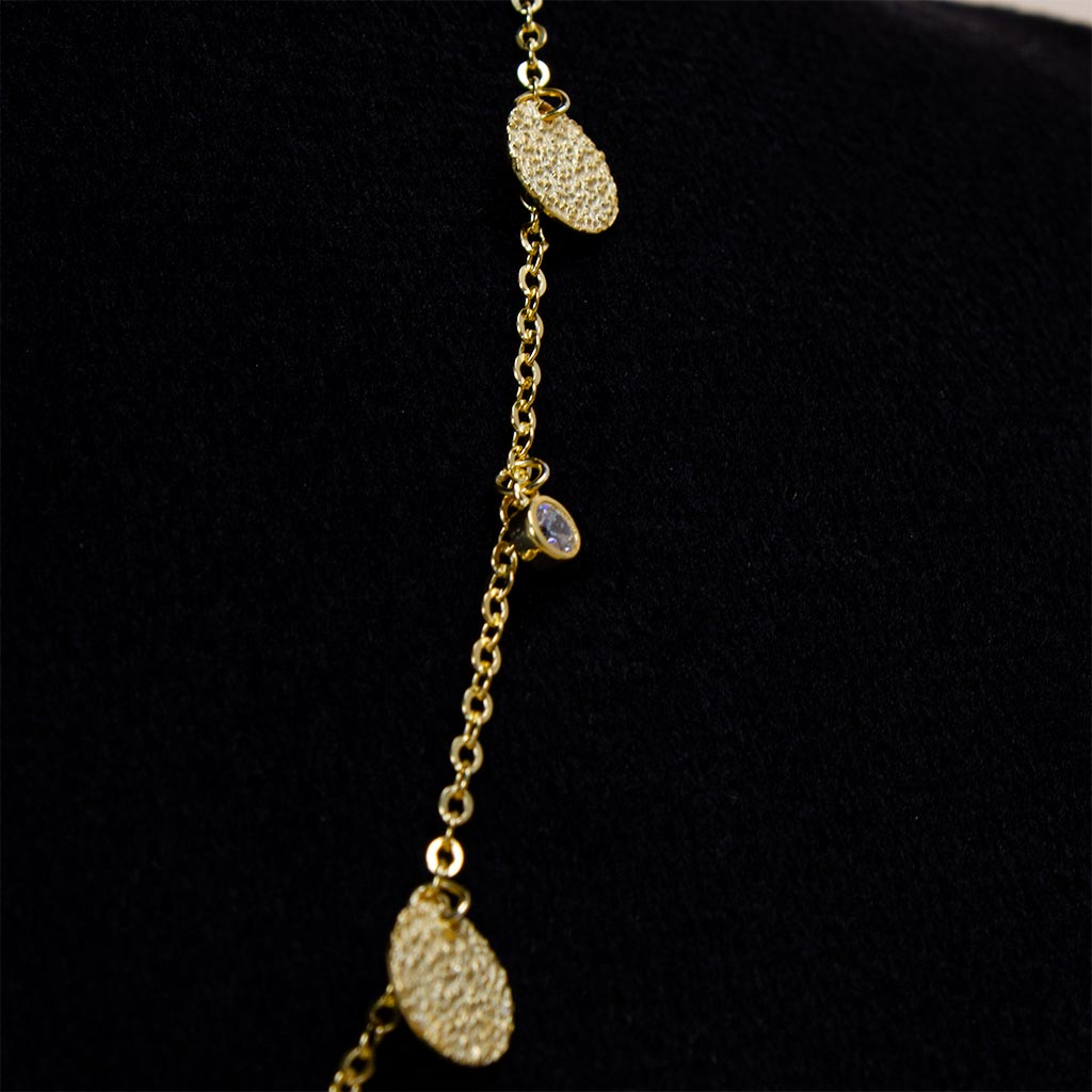 Felizmoda Multiple circles and crystals silver necklace gold plated | Sunflower Bouquet