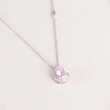 Markiz Thai Silver Platinum-Plated Pink Zircon Necklace